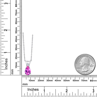 1.03カラット シンセティック ピンクサファイア ネックレス 14金 ホワイトゴールド K14 9月 誕生石