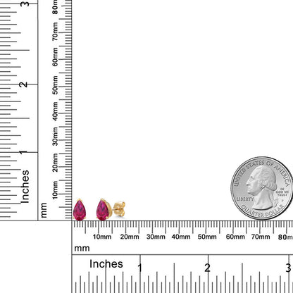 2カラット シンセティック ルビー ピアス 10金 イエローゴールド K10 7月 誕生石