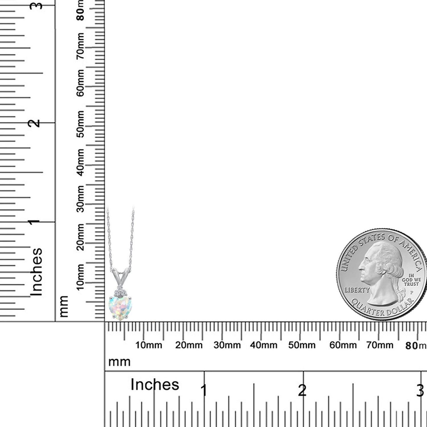 0.78カラット シミュレイテッド ホワイトオパール ネックレス ラボグロウンダイヤモンド 14金 ホワイトゴールド K14 10月 誕生石