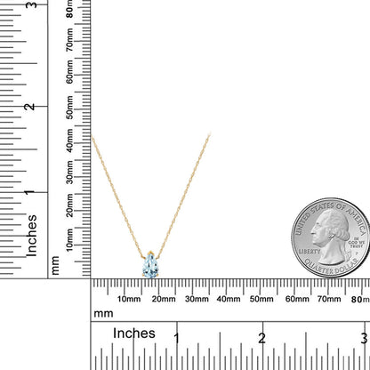 0.65カラット 天然 アクアマリン ネックレス 10金 イエローゴールド K10 3月 誕生石