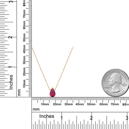 1カラット シンセティック ルビー ネックレス 10金 イエローゴールド K10 7月 誕生石