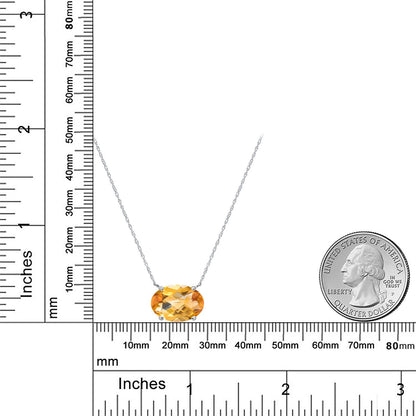 5.73カラット 天然 シトリン ネックレス 14金 ホワイトゴールド K14 11月 誕生石