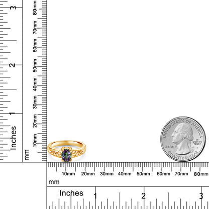 1カラット  天然石 ミスティックトパーズ  リング 指輪   シルバー925 18金 イエローゴールド 加工  11月 誕生石