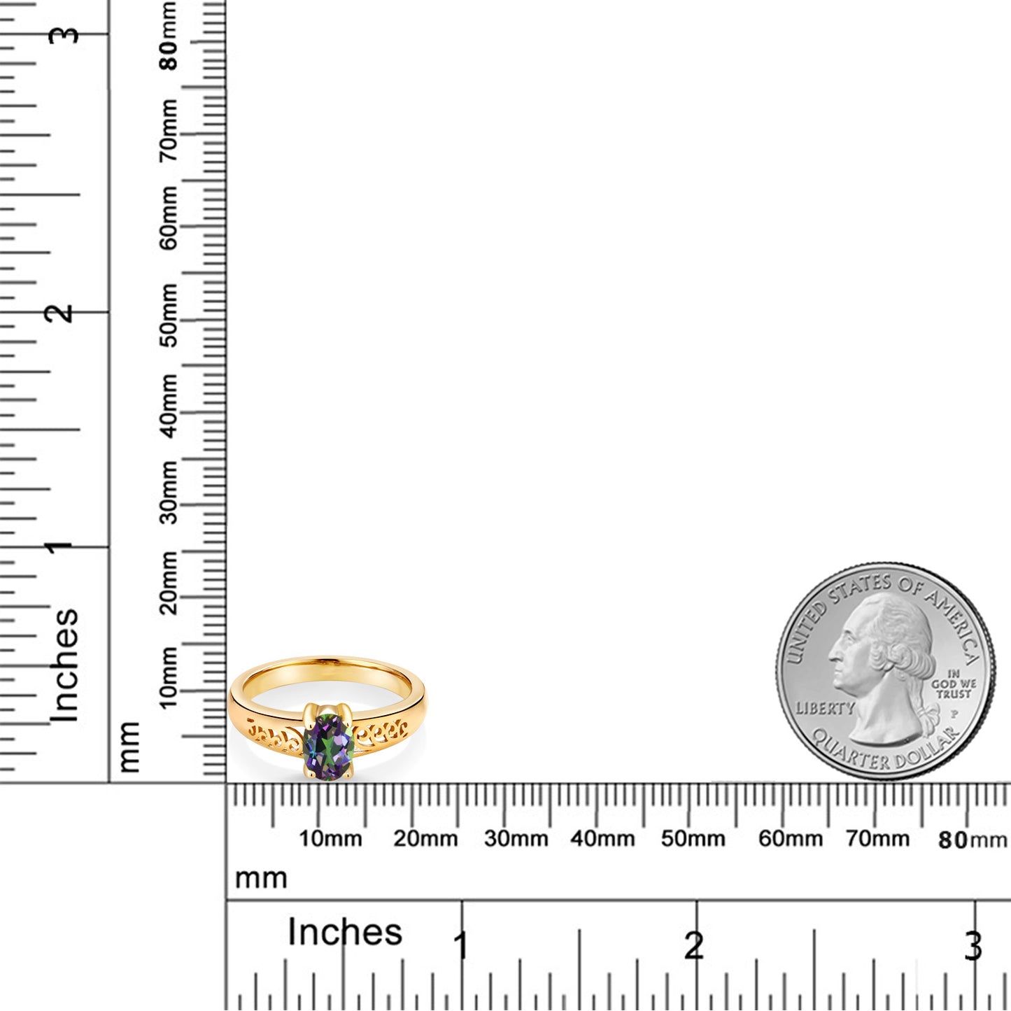 1カラット  天然石 ミスティックトパーズ  リング 指輪   シルバー925 18金 イエローゴールド 加工  11月 誕生石