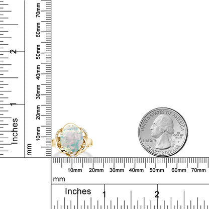 4.07カラット シミュレイテッド ホワイトオパール リング 指輪 シルバー925 18金 イエローゴールド 加工 10月 誕生石