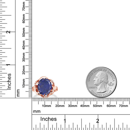 4.07カラット  天然石 ラピスラズリ リング 指輪   シルバー925 18金 ピンクゴールド 加工  12月 誕生石