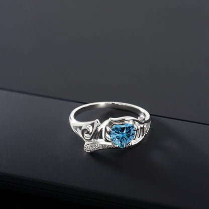 0.81カラット  ブルー モアサナイト リング 指輪  天然 ダイヤモンド シルバー925