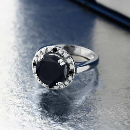3.05カラット  天然 オニキス リング 指輪  天然 ブラックダイヤモンド シルバー925  8月 誕生石