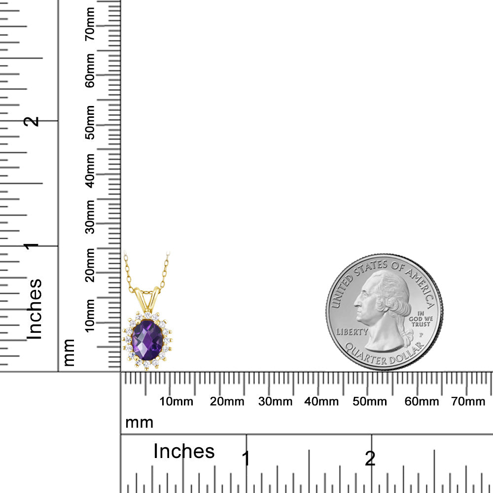 1.24カラット 天然 アメジスト ネックレス 14金 イエローゴールド K14 2月 誕生石