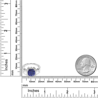 2.1カラット 天然石 ラピスラズリ リング 指輪 シンセティック ホワイトサファイア シルバー925 12月 誕生石