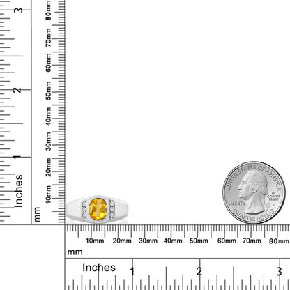 1.16カラット 天然 シトリン リング 指輪 シンセティック ホワイトサファイア シルバー925 11月 誕生石