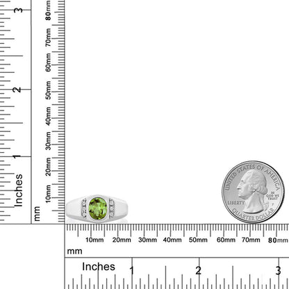 1.39カラット 天然石 ペリドット リング 指輪 シンセティック ホワイトサファイア シルバー925 8月 誕生石