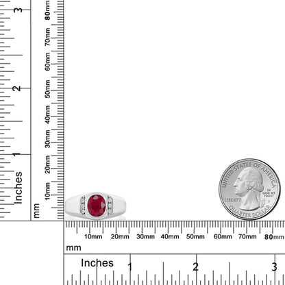 1.66カラット 天然 ルビー リング 指輪 シンセティック ホワイトサファイア シルバー925 7月 誕生石