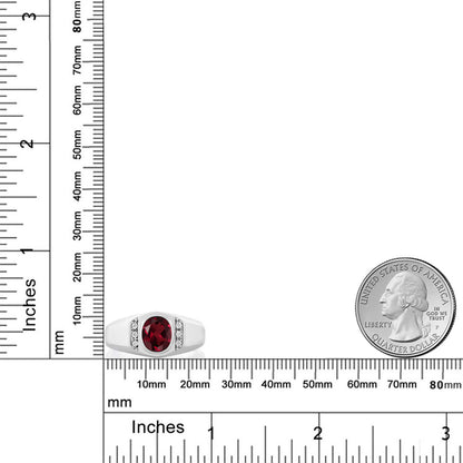1.41カラット 天然 ロードライトガーネット リング 指輪 シンセティック ホワイトサファイア シルバー925 1月 誕生石
