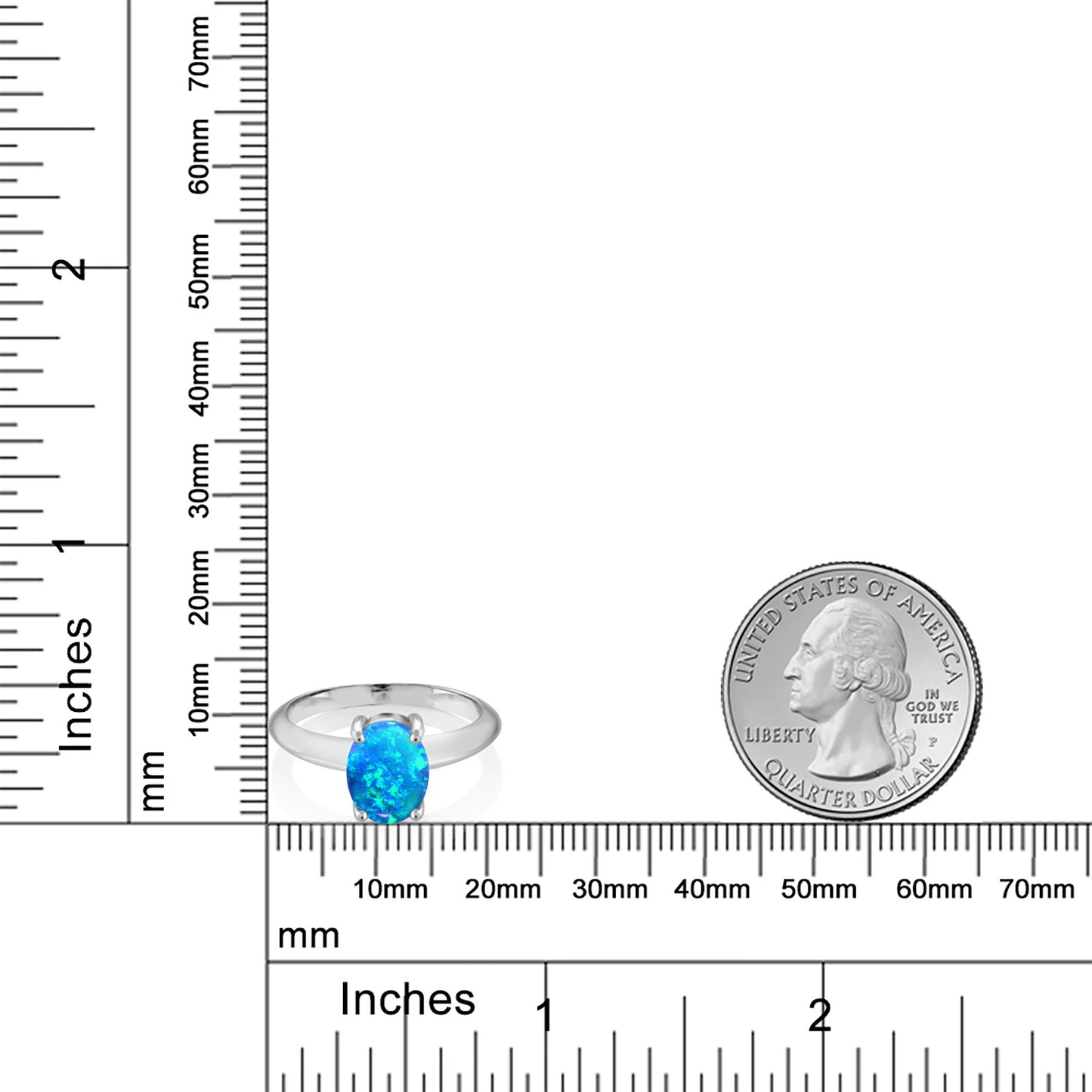 0.56カラット  シミュレイテッド ブルーオパール リング 指輪   シルバー925  10月 誕生石