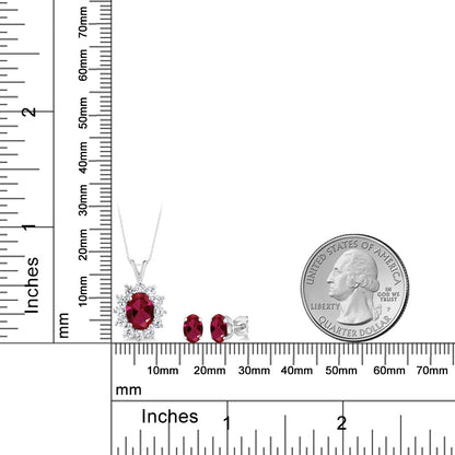 2.39カラット シンセティック ルビー ネックレス ピアス セット シルバー925 7月 誕生石