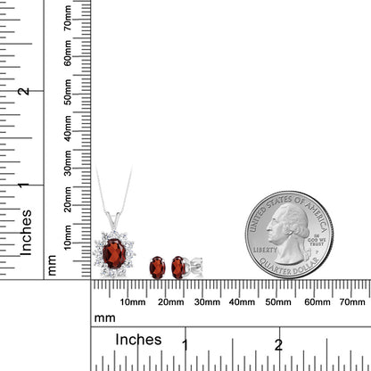 2.44カラット  天然 ガーネット ネックレス ピアス セット   シルバー925  1月 誕生石
