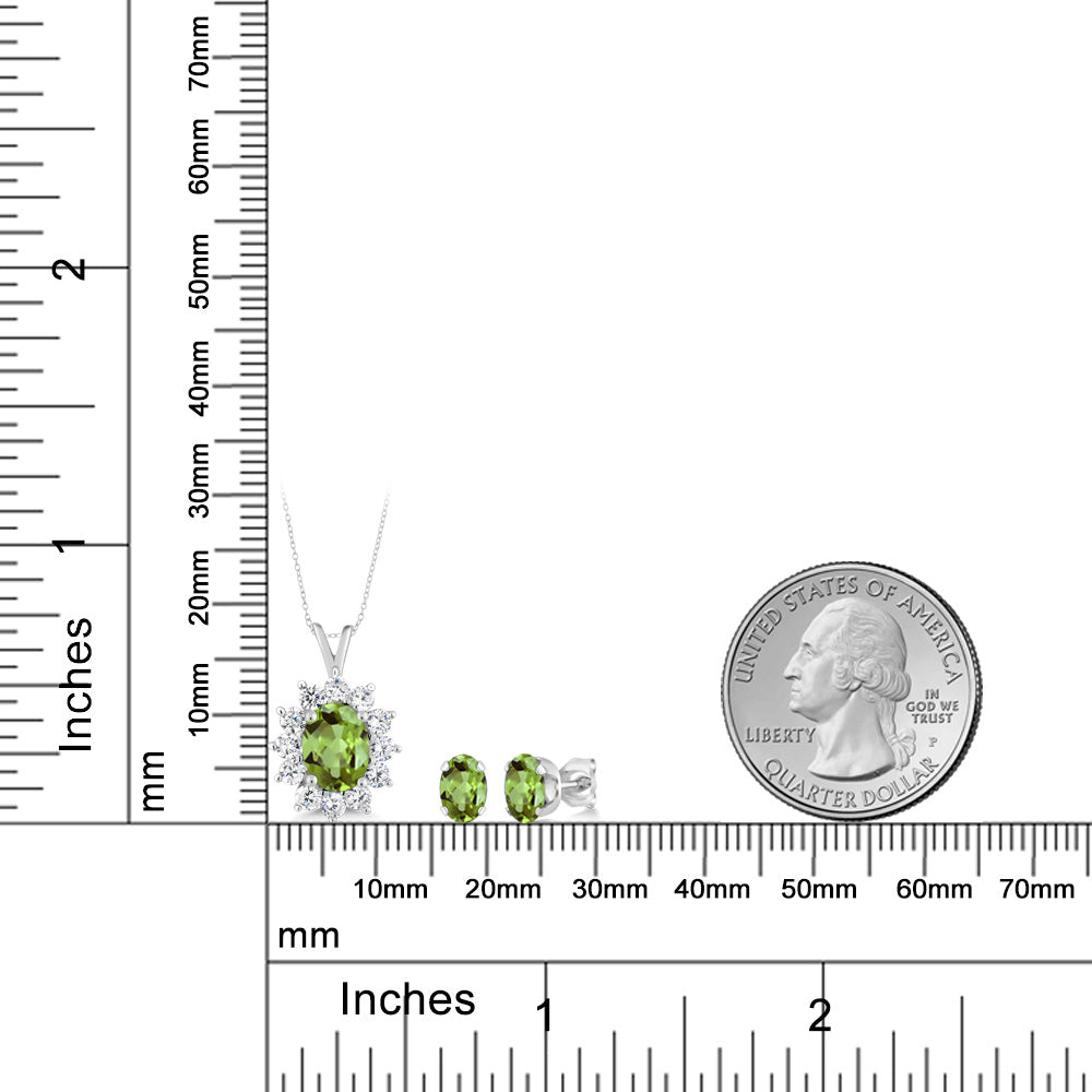 2.57カラット  天然石 ペリドット ネックレス ピアス セット   シルバー925  8月 誕生石