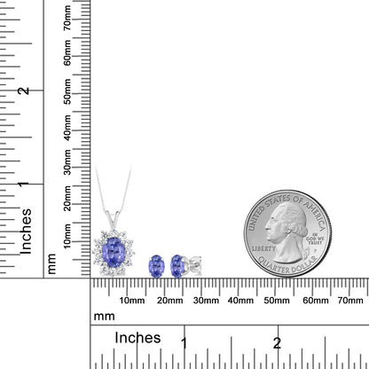 2.3カラット 天然石 タンザナイト ネックレス ピアス セット シルバー925 12月 誕生石