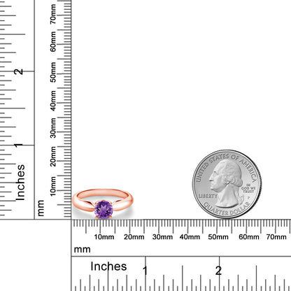 0.7カラット 天然 アメジスト リング 指輪 シルバー925 18金 ピンクゴールド 加工 2月 誕生石