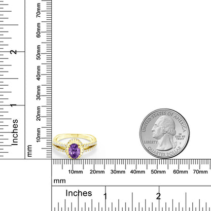 1.25カラット  天然 アメジスト リング 指輪   シルバー925 18金 イエローゴールド 加工  2月 誕生石