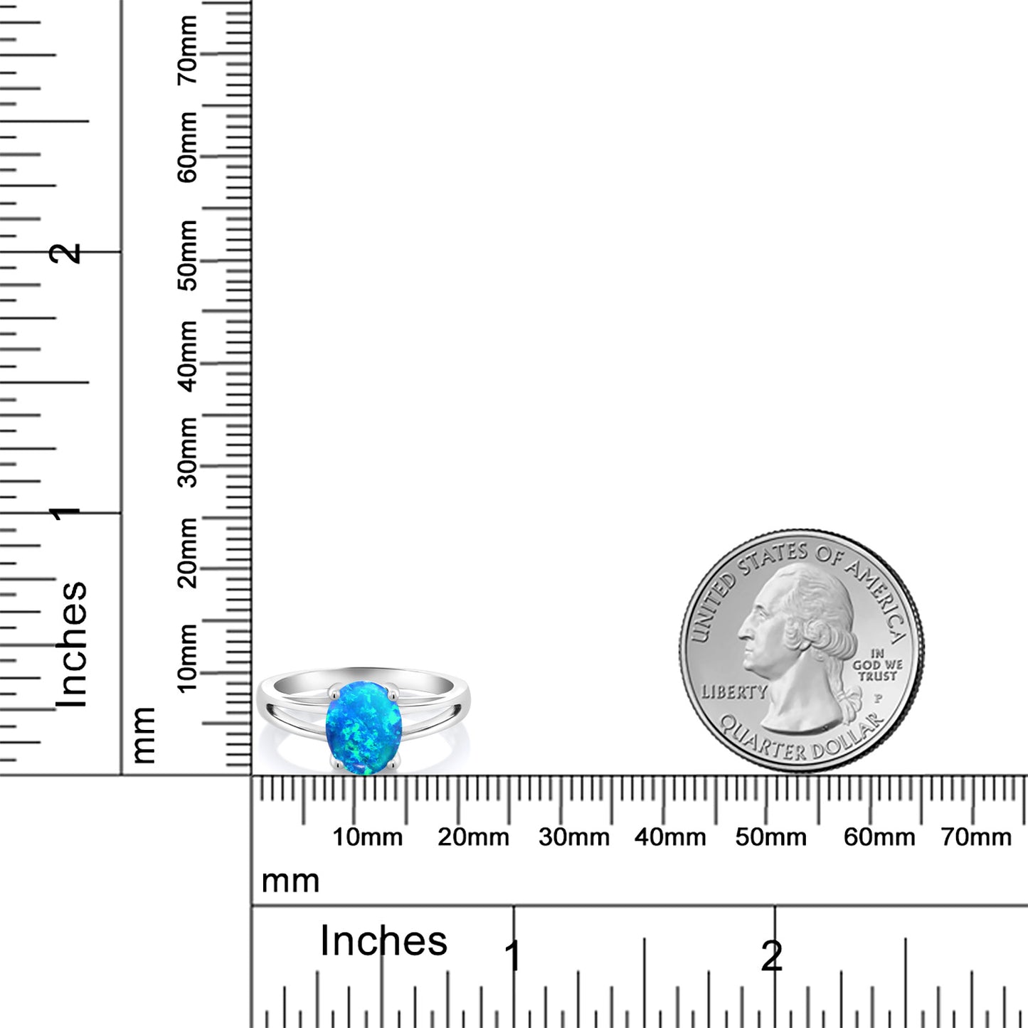 0.56カラット  シミュレイテッド ブルーオパール リング 指輪   シルバー925  10月 誕生石