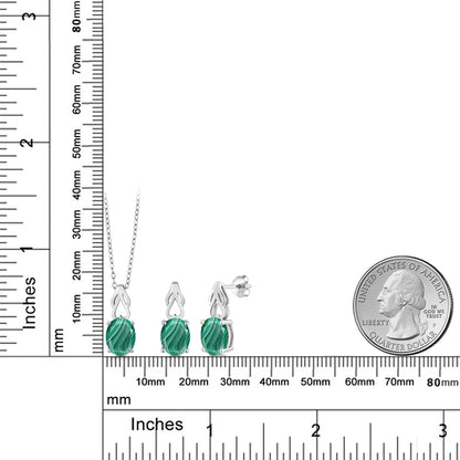 7.5カラット 天然 マラカイト ネックレス ピアス セット シルバー925