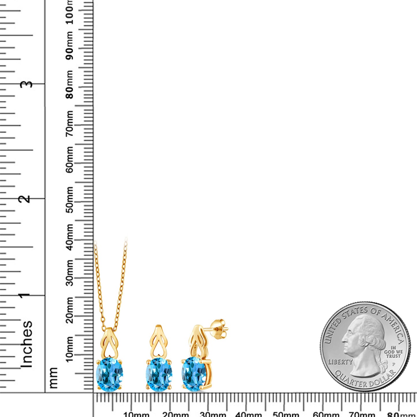 6.75カラット  天然 スイスブルートパーズ ネックレス ピアス セット   シルバー925 18金 イエローゴールド 加工  11月 誕生石