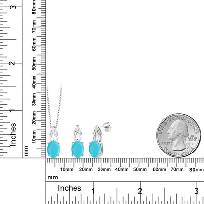 4.5カラット  天然石 ターコイズ ネックレス ピアス セット   シルバー925  12月 誕生石