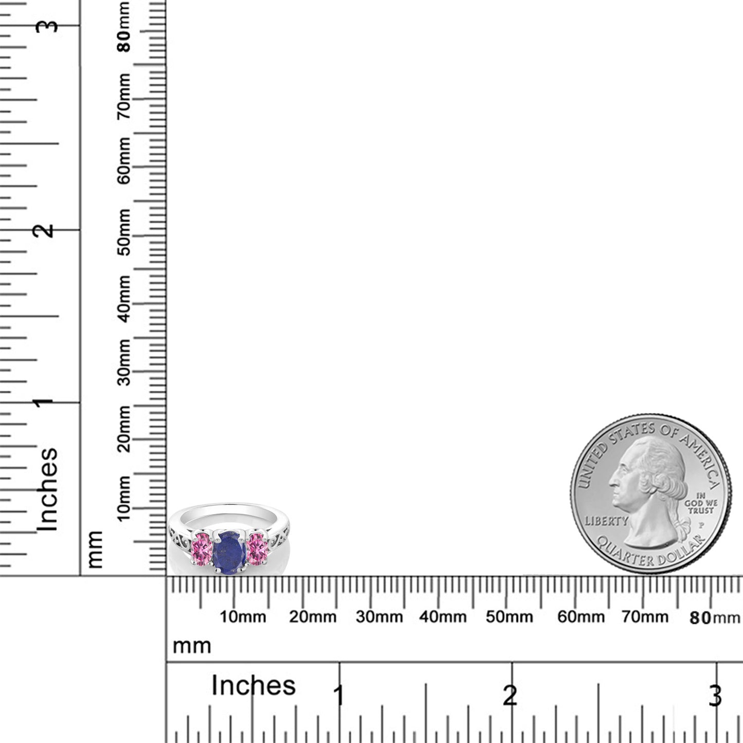 2.32カラット  天然石 ラピスラズリ リング 指輪  ピンク モアサナイト シルバー925  12月 誕生石