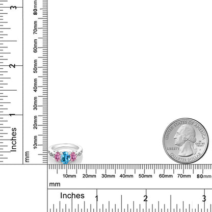 2.42カラット  天然 スイスブルートパーズ リング 指輪  ピンク モアサナイト シルバー925  11月 誕生石