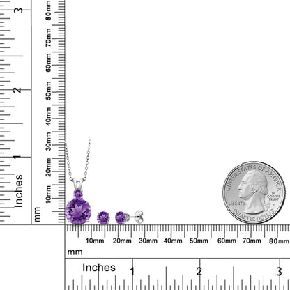4.46カラット 天然 アメジスト ネックレス ピアス セット シルバー925 2月 誕生石