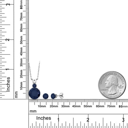 6.37カラット  天然 サファイア ネックレス ピアス セット   シルバー925  9月 誕生石