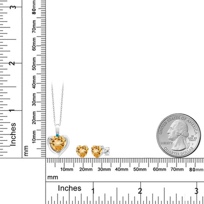 2.71カラット 天然 シトリン ネックレス ピアス セット シルバー925 11月 誕生石