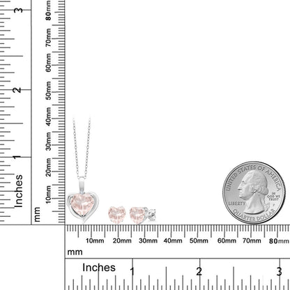 3.21カラット 天然 ローズクォーツ ネックレス ピアス セット シルバー925