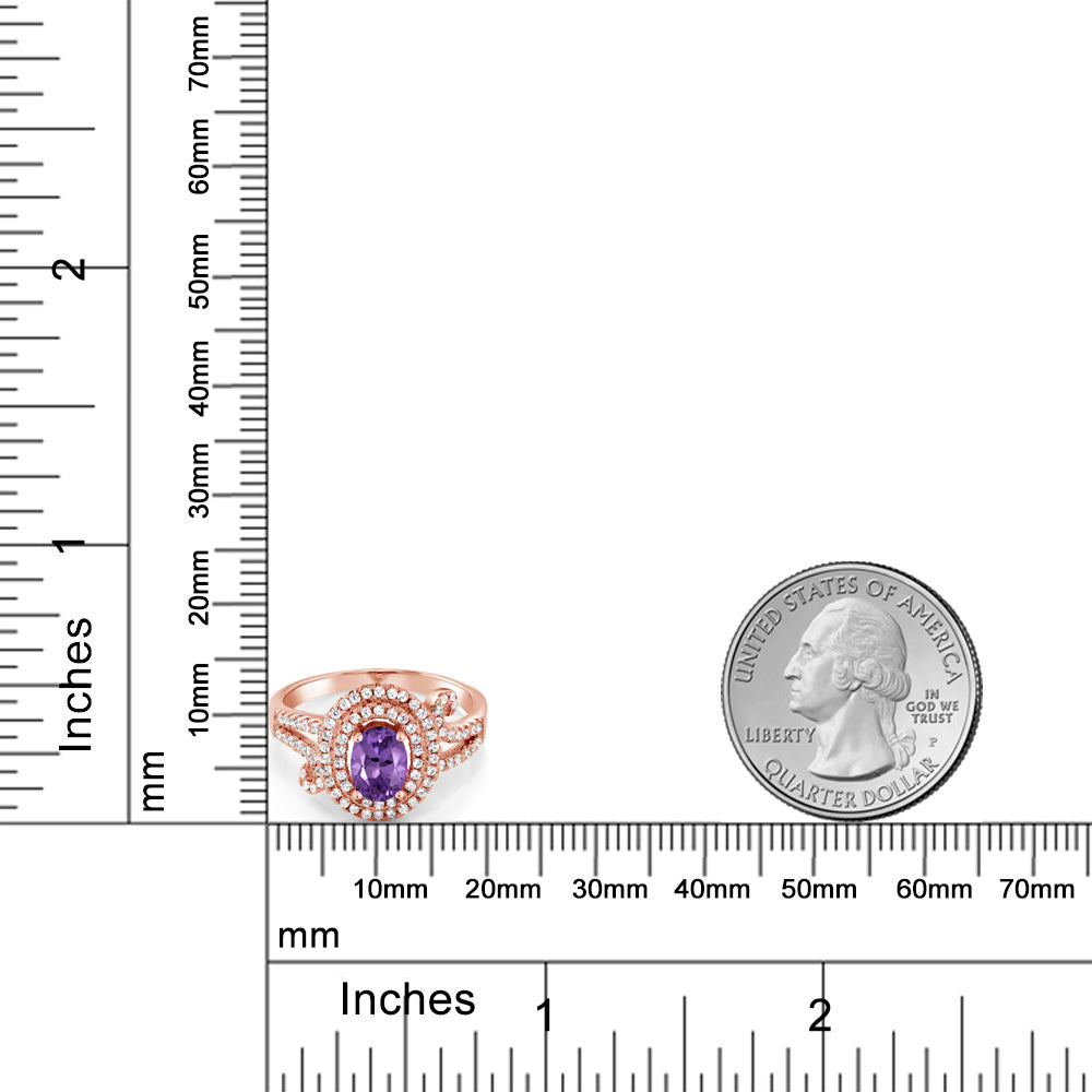 2カラット 天然 アメジスト リング 指輪 シルバー925 18金 ピンクゴールド 加工 2月 誕生石