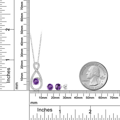 1.95カラット 天然 アメジスト ネックレス ピアス セット シルバー925 2月 誕生石