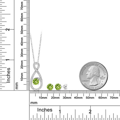 2.1カラット  天然石 ペリドット ネックレス ピアス セット   シルバー925  8月 誕生石