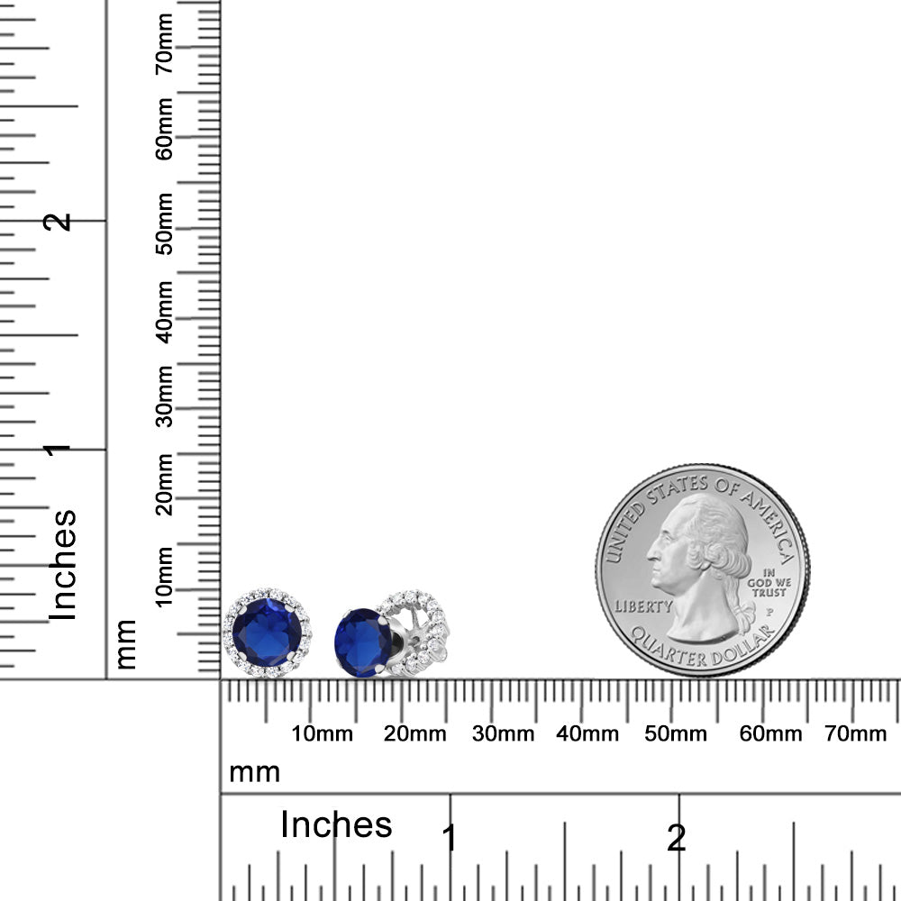 3.78カラット  シンセティック サファイア ピアス   シルバー925  9月 誕生石