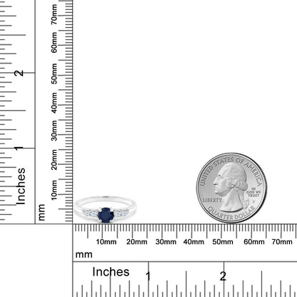 0.77カラット  天然 サファイア リング 指輪  シンセティック ホワイトサファイア シルバー925  9月 誕生石