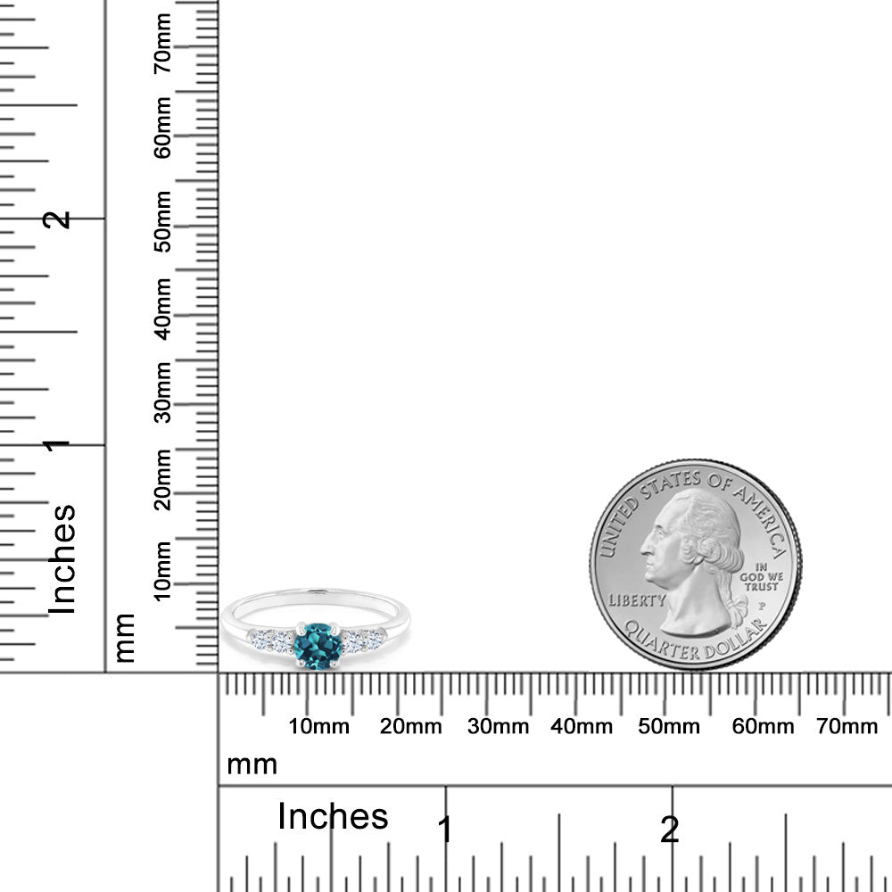 0.67カラット 天然 ロンドンブルートパーズ リング 指輪 シンセティック ホワイトサファイア シルバー925 11月 誕生石