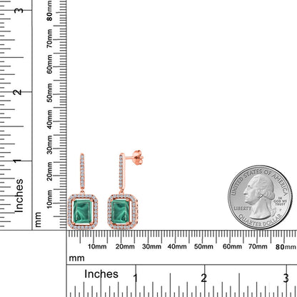 7.96カラット 天然 マラカイト ピアス シルバー925 18金 ピンクゴールド 加工