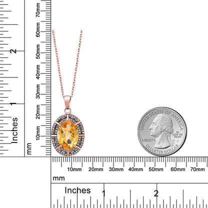 6.57カラット  天然 シトリン ネックレス   シルバー925 18金 ピンクゴールド 加工  11月 誕生石