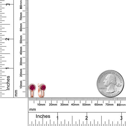 2.5カラット  シンセティック ルビー ピアス  シンセティック ホワイトサファイア シルバー925 18金 ピンクゴールド 加工  7月 誕生石