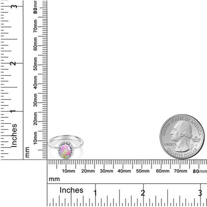 0.83カラット シミュレイテッド ピンクオパール リング 指輪 シルバー925 10月 誕生石