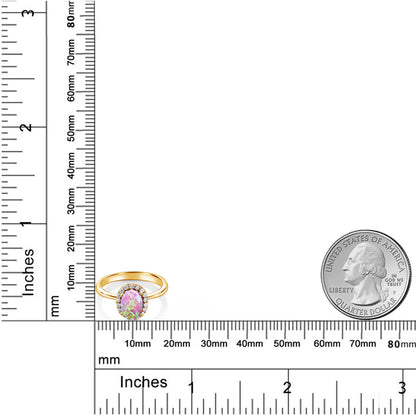 0.83カラット シミュレイテッド ピンクオパール リング 指輪 シルバー925 18金 イエローゴールド 加工 10月 誕生石