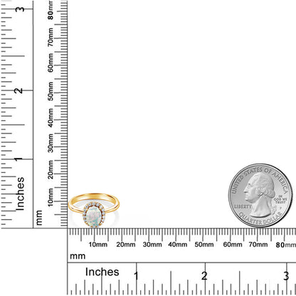 1.2カラット  シミュレイテッド ホワイトオパール リング 指輪   シルバー925 18金 イエローゴールド 加工  10月 誕生石