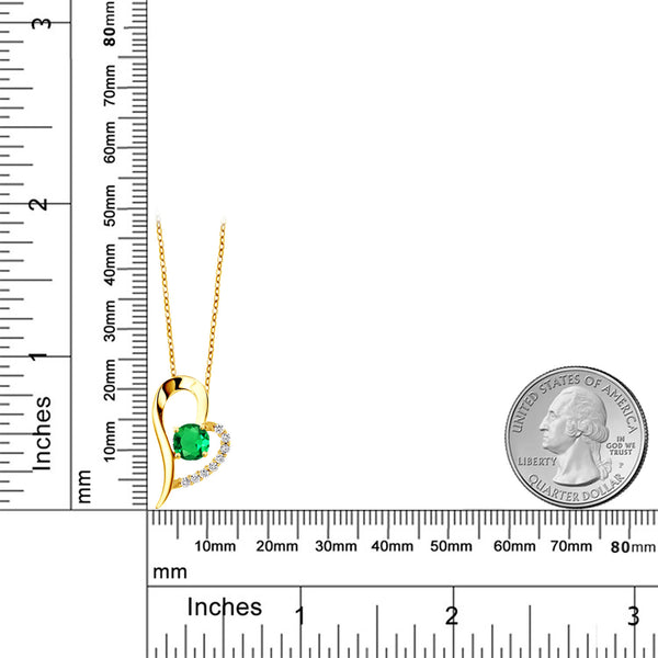 0.89カラット ナノエメラルド オープンハート ネックレス シルバー925 18金 イエローゴールド 加工 5月 誕生石
