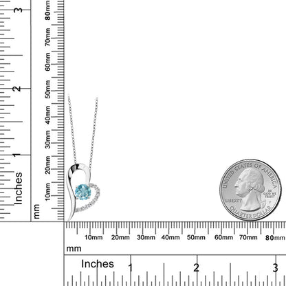 1.32カラット 天然石 ブルージルコン オープンハート ネックレス シルバー925