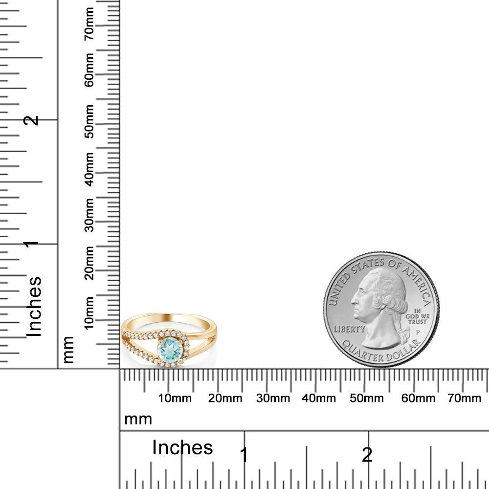 1.05カラット  天然 スカイブルートパーズ リング 指輪   シルバー925 18金 イエローゴールド 加工  11月 誕生石